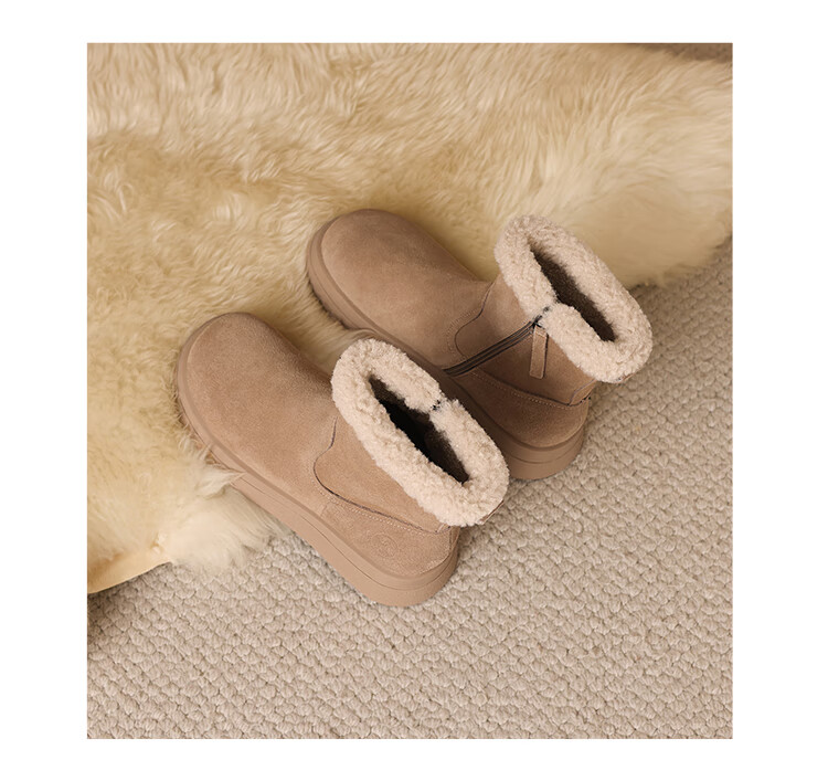 ZHR Women's Snow Boots Thick Sole Warm Casual Short Boots Comfortable Fashion EH209B Camel Size 37 10