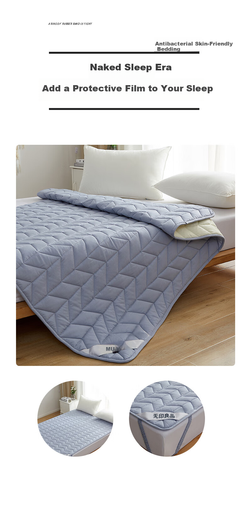 Wuyinliangpin Class A Pure Cotton Mattress Cover, All-Season Non-Slip Mattress Pad, for 1.8*2 Meter Bed 4