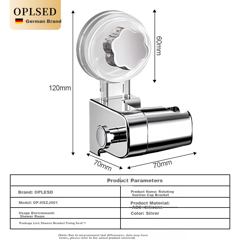 OPLSED [Germany] Suction Cup Shower Head Holder, No Drilling Required, Bathroom Shower Head Adjustable Mounting Device