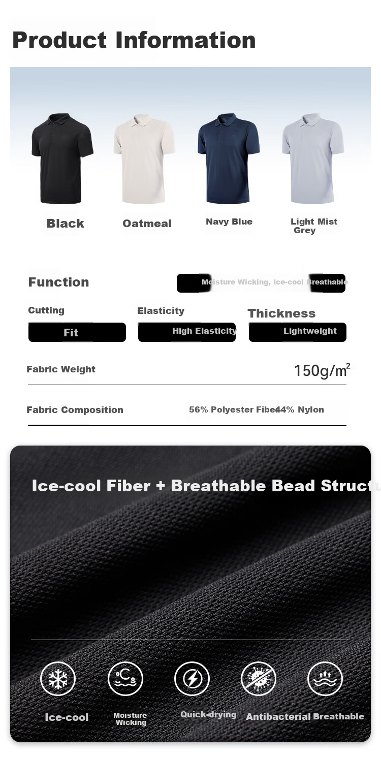 JD Original Spring And Summer 300 Outdoor T-Shirt Breathable Men's Short-Sleeve POLO Ice Silk Cool-Feeling Quick-Dry Shirt, Navy Blue, Size S 2