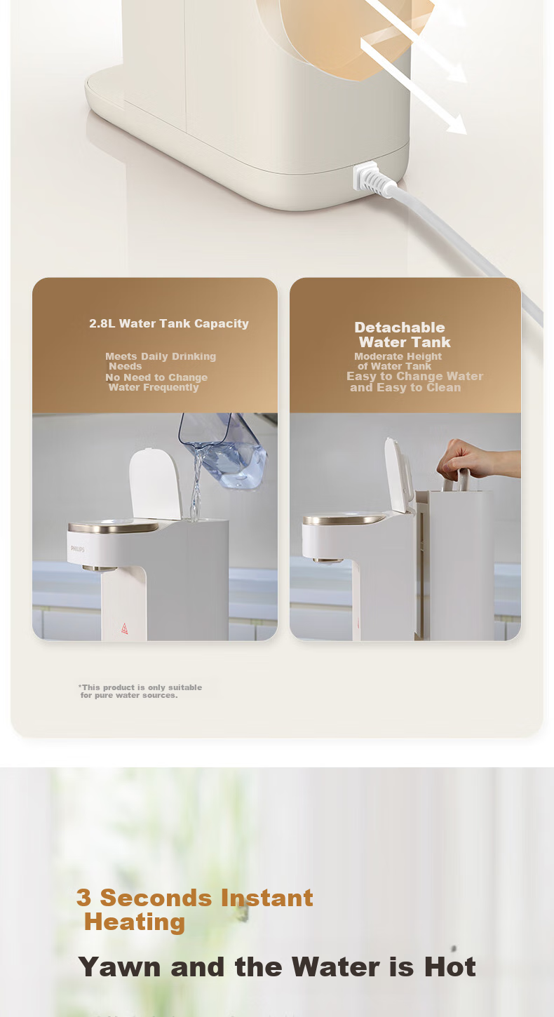 PHILIPS Instant Hot Water Dispenser for Home Use, UV Sterilization, Compact Countertop Design, No Installation Required, Office Desk Hot Beverage Machine, Electric Kettle, Portable Water Boiler ADD8202 5