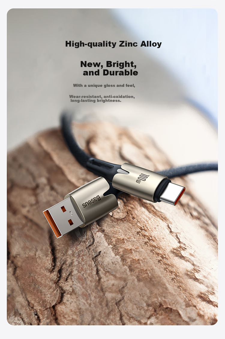 BASEUS Type-C Data Cable, 6A Charging Cord, 100W/88W Super Fast Charging, USB-C Car Charger, Suitable for Huawei Pura80/Mate70pro, Honor, Xiaomi Phones And Tablets, 5A Cable 10