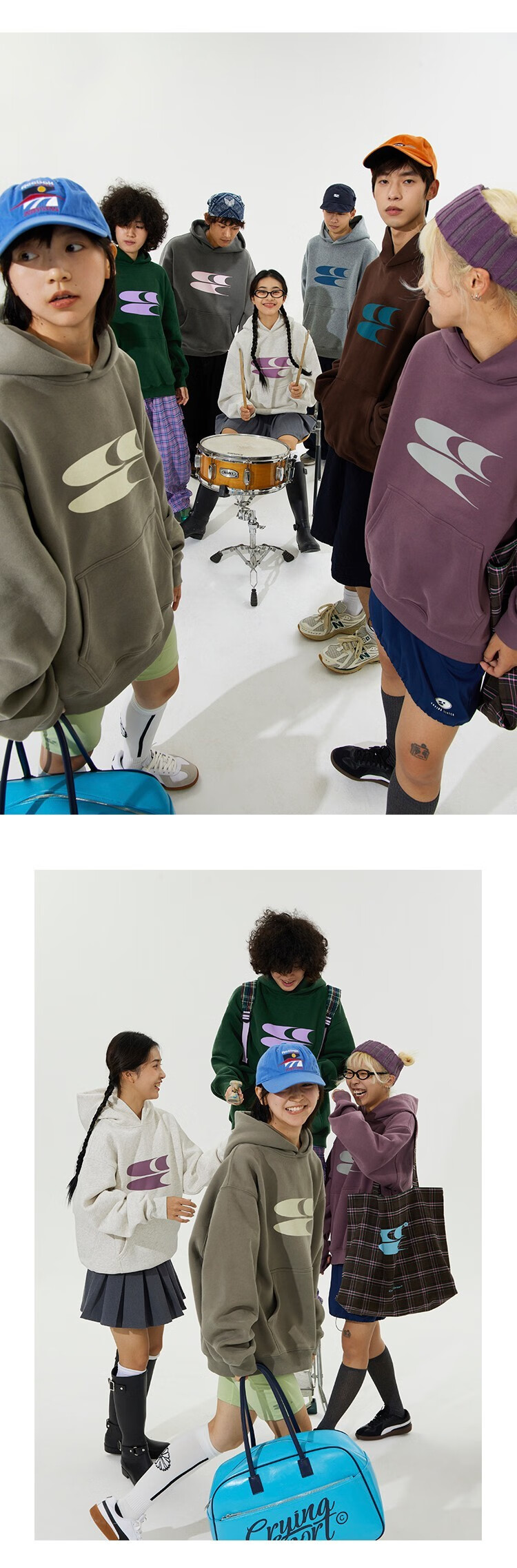 CryingCenter Logo Print New Style Fleece-Lined Thickened Xinjiang Cotton Hoodie Dark Green L 3