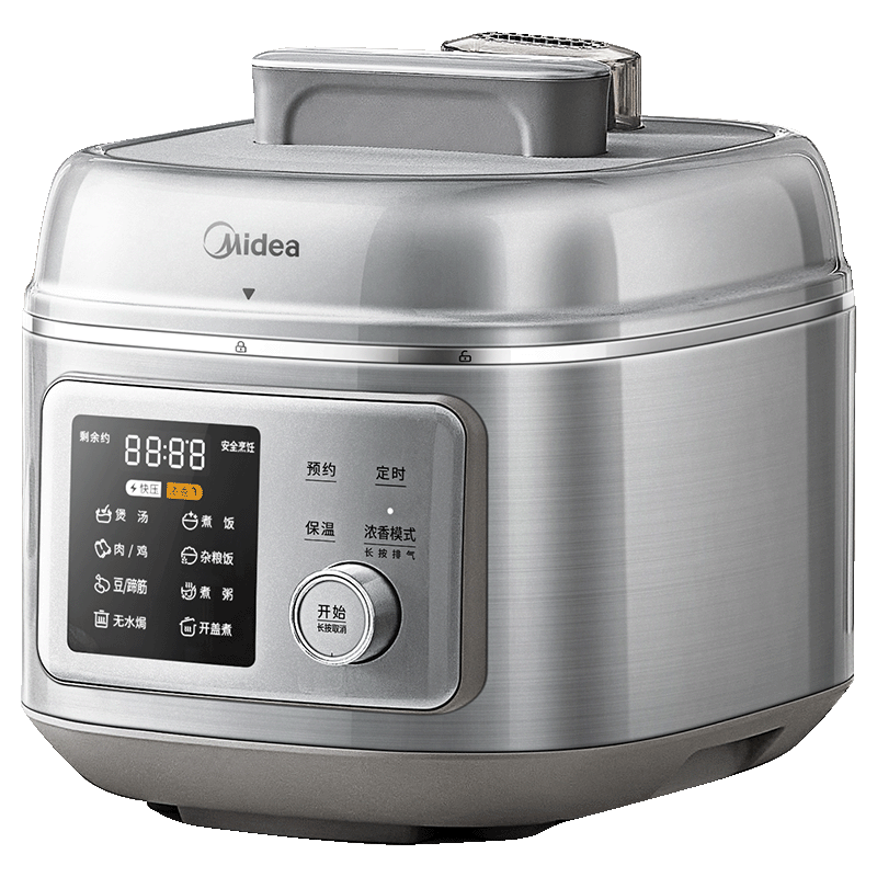 Midea Rich Aroma Electric Pressure Cooker with Titanium, Zero Fluorine, Maternal And Infant Safe, 316L Steel Pot, No Coating, 5L High Pressure Cooker, 60S Quick Release, Home Use Soup Pot, 4-6 People Cooking Rice, C5940N