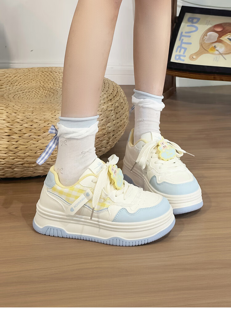 Huili Blue And Pink Sweet Girl Sneakers for Women, New Fashion Versatile Student Platform Korean-Style Casual Shoes, Black And Pink, Size 35 11