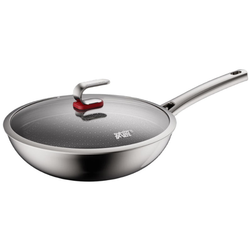 ASD Titanium Ceramic Crystal Steel Non-Stick Wok with Titanium 316 Stainless Steel Compatible with Induction and Gas CC32E6WG