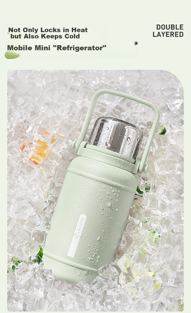 Joyoung Insulated Mug, 316L Stainless Steel, Large Capacity Water Bottle for Men And Women, Outdoor Sports Portable Tea Cup, Wide-Body Cup, 1L White 3