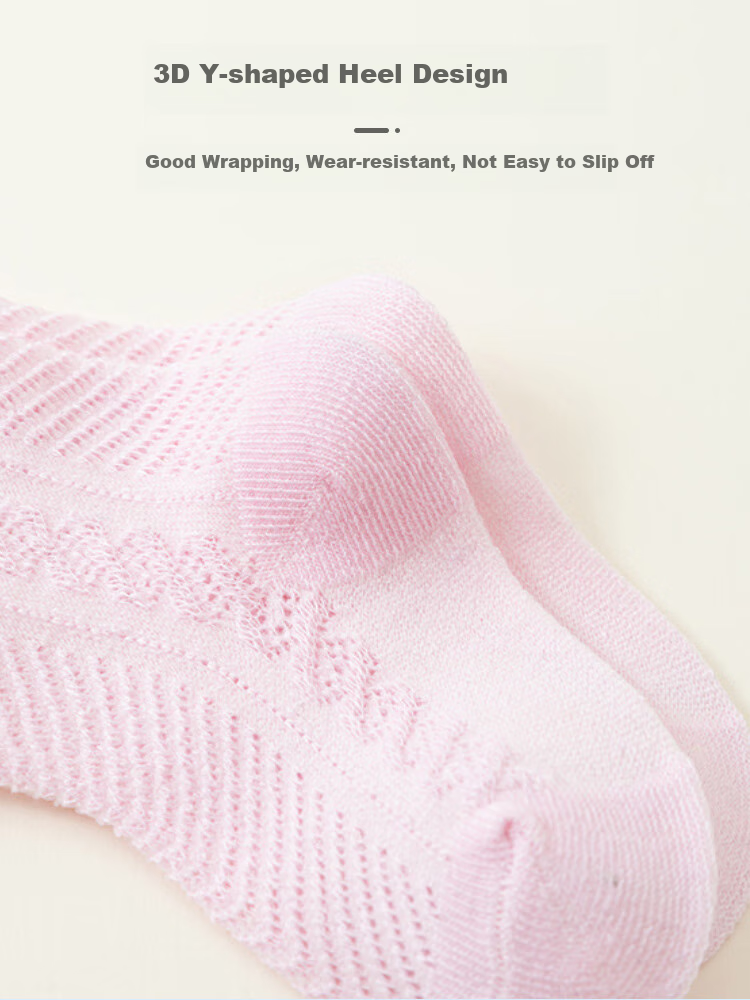 9I9 Baby Socks, Newborn Floor Socks, Mesh Fine Combed Cotton Socks, Loose-Top Breathable, 4 Pairs for Ages 1-3 8