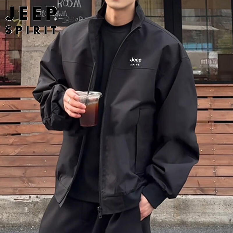 JEEP SPIRIT Men's Outdoor Jacket Men's Flight Jacket Autumn Winter Workwear Casual Trendy Sports Windbreaker