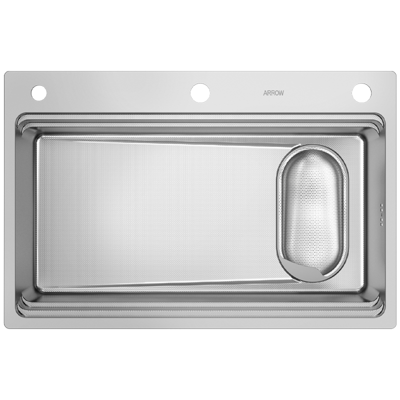 ARROW 3mm Thick 0-Coating Embossed Water Groove Large Single Bowl 304 Stainless Steel Vegetable Washing Sink Handmade Strainer Top-Mount and Under-Mount Basin