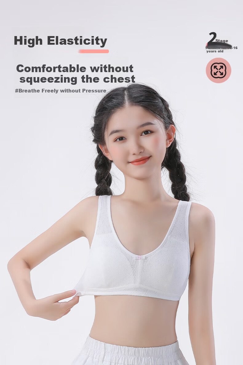 Ailier & ouluola Girls' Underwear for Middle School Students Ages 12-16, Teenage Girls' Pure Cotton High School Bra, Puberty Development Stage, Size 85B 8
