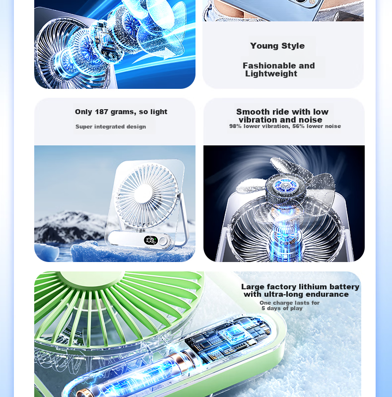 KPD KEEP PURSUING DREAMS Desktop Fan, 6-Inch USB Mini Fan, Cool And Refreshing Electric Fan, Student Dormitory Office Portable Electric Fan, Z501/H8 Transparent White 5