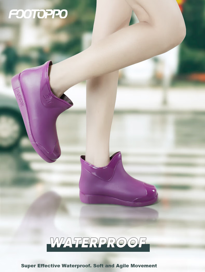 FOOTOPPO Women's Short Rain Boots, Water Shoes, Waterproof Boots, Rubber Shoes, Non-Slip Overshoes for Women, Adult Rain Boots 1