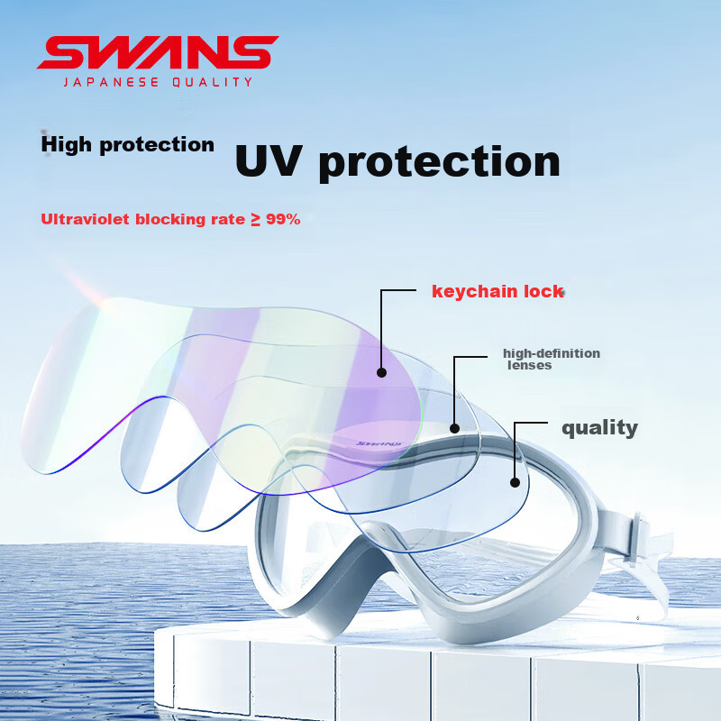 SWANS Adult Swimming Goggles for Nearsighted Men And Women, High Definition Anti-Fog Waterproof Large Frame Professional Diving Swimming Glasses Equipment 200°