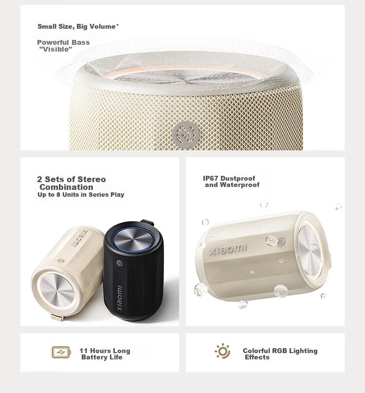 MI Xiaomi Bluetooth Speaker Mini Retro Deep Red Acoustic Mini Cannon MI Pengpai Smart Link Outdoor Dustproof Waterproof Camping NFC High-Fidelity Gift Home Use 3