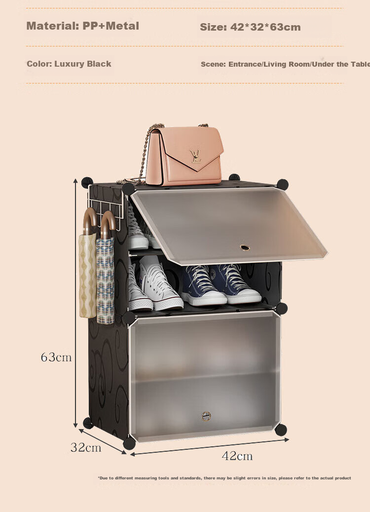 Anerya Ultra-Thin Shoe Cabinet, Entryway Simple Shoe Rack, Multi-Layer Dustproof Storage Shelf, Resin Assembly Cabinet, Single Column Four-Tier 11