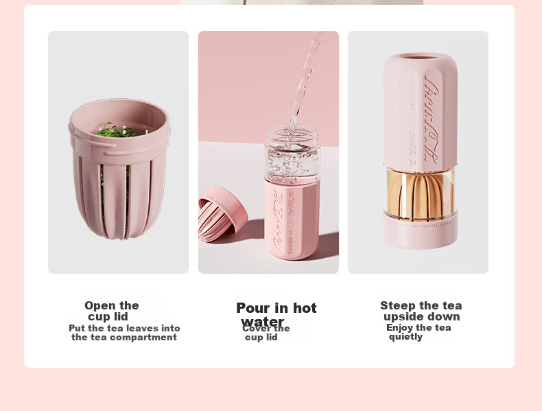 Germ Coca-Cola Tea Separation Glass Cup, High-Value Floral Tea Cup for Women, Car Cup Holder, 550ML, Sparkling Purple 8