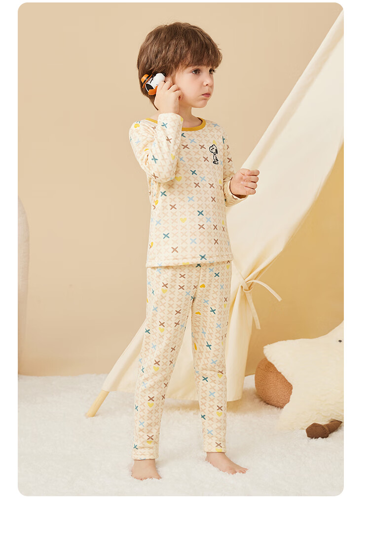 SNOOPY Kids Thermal Underwear Fleece-Lined Milk Silk Set Autumn Pajamas for Children and Teens Spring New Arrival 18