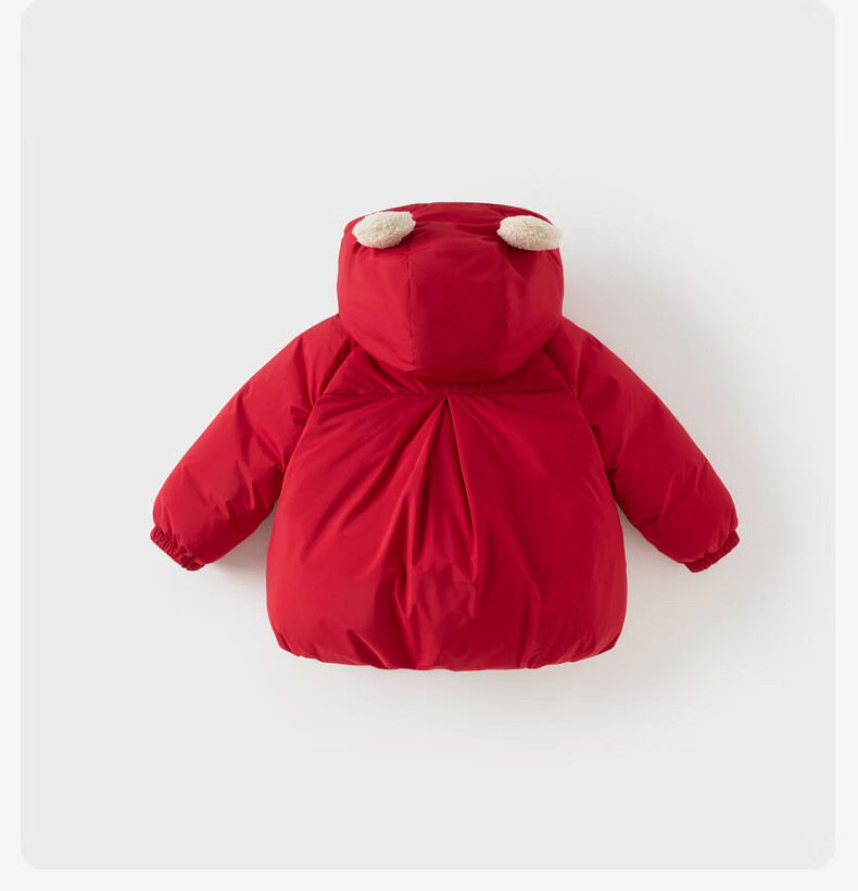 DAVE & BELLA Winter Baby Down Jacket Girls Waterproof Thickened Coat Baby Bear New Year Red Clothes 6