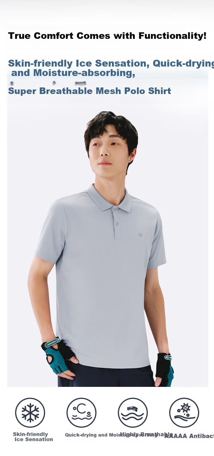 JD Original Spring And Summer 300 Outdoor T-Shirt Breathable Men's Short-Sleeve POLO Ice Silk Cool-Feeling Quick-Dry Shirt, Navy Blue, Size S 1