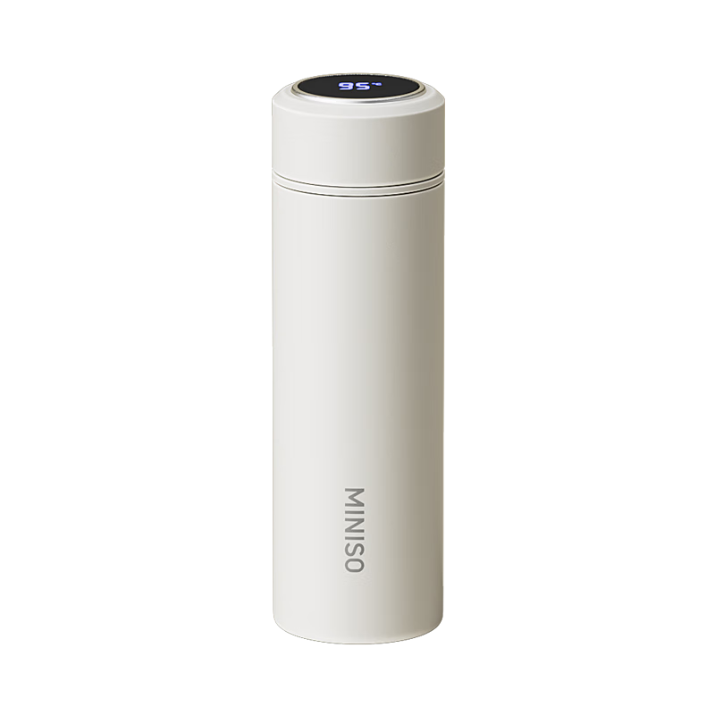 MINISO Insulated Mug with Temperature Display, Large Capacity, Stylish for Women And Men, Portable Car-Mounted Student Tea Cup, Cloud White