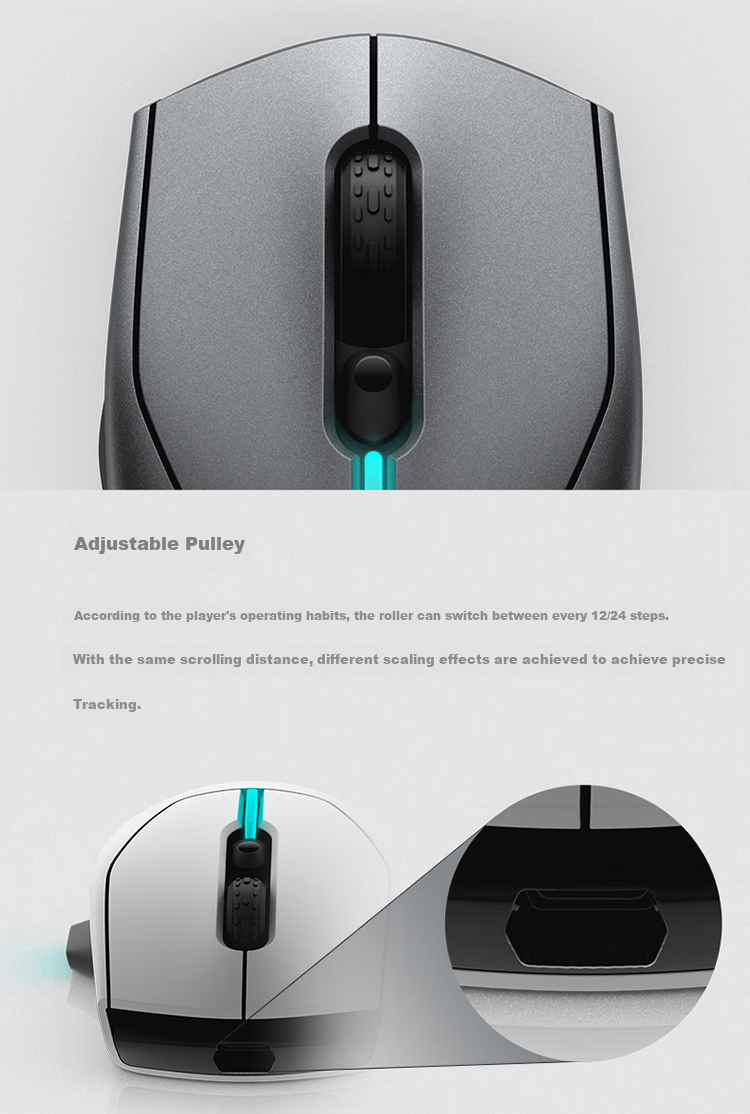 Alienware AW620M Gaming Mouse, Right-Handed Ergonomic Dual-Mode 2.4G Wireless Office And E-Sports Macro Mouse, RGB Lighting Effects, Magnetic Rebound, Valentine's Day Gift, White 3