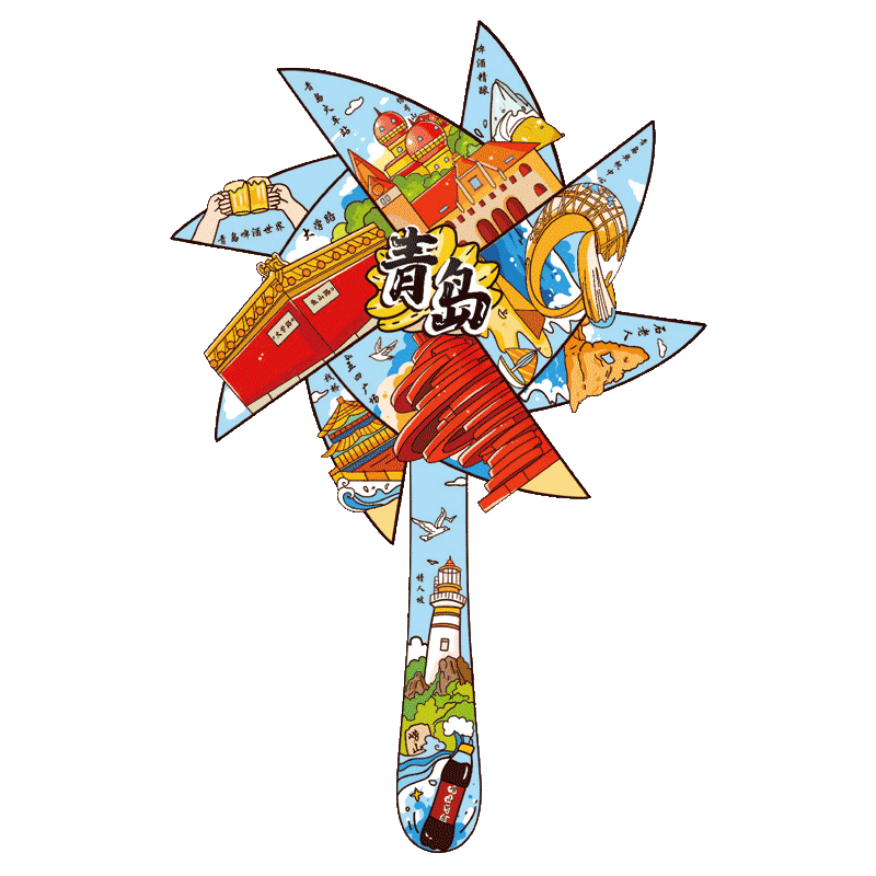 Jucai Qingdao Windmill City Refrigerator Magnet High-Value Creative Chinese Travel Souvenir Wooden 3D Stereo Magnetic Fridge Decoration Premium Convertible Magnet