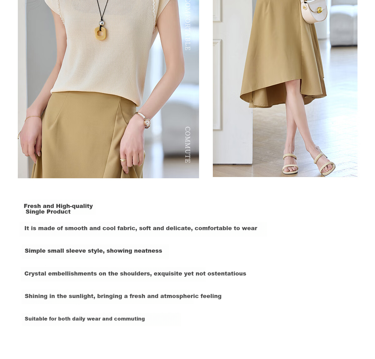 PinCai Women's Summer Solid Color Short-Sleeve Knitted T-Shirt, Distinctive Base Layer Top P52T077 4