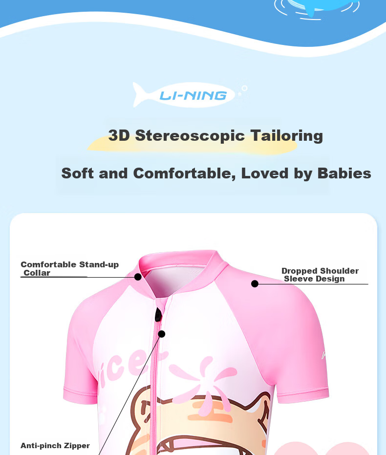 Li-Ning Children's Swimsuit, Girls' Two-Piece Set, Comfortable And Breathable, for Beach, Hot Springs, And Swimming 4