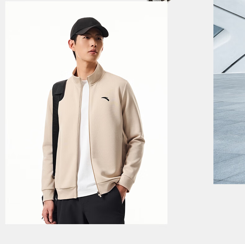 ANTA Fleece-Lined Sports Jacket for Men, Autumn And Winter Knitted Cardigan, Stand-Up Collar Casual Business Jacket, Long-Sleeve Running Training Top 9