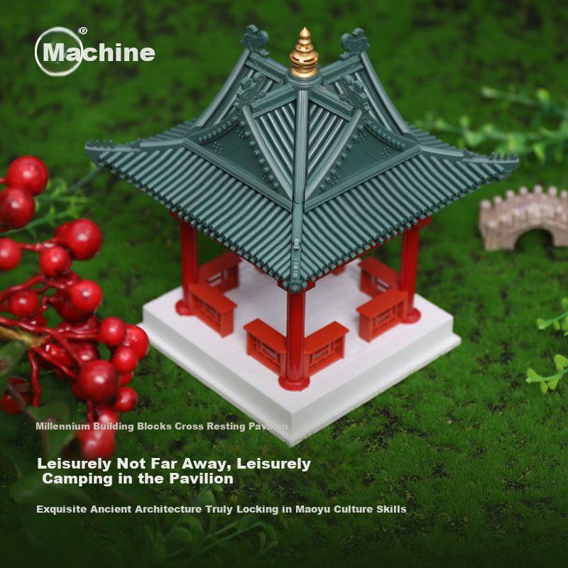 Qianniansun Assembly Building Blocks, Cross-Shaped Pagoda, Mortise And Tenon Toy, Ancient Architecture Model, National Trend Decoration, Birthday Gift for Girls