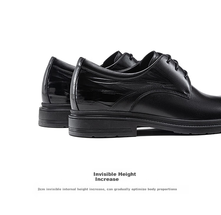 Aokang Men's Shoes, Spring 2025 Business Formal Leather Shoes, Cowhide British Style, Height-Increasing Lace-Up Leather Shoes, Brown, Size 40 9