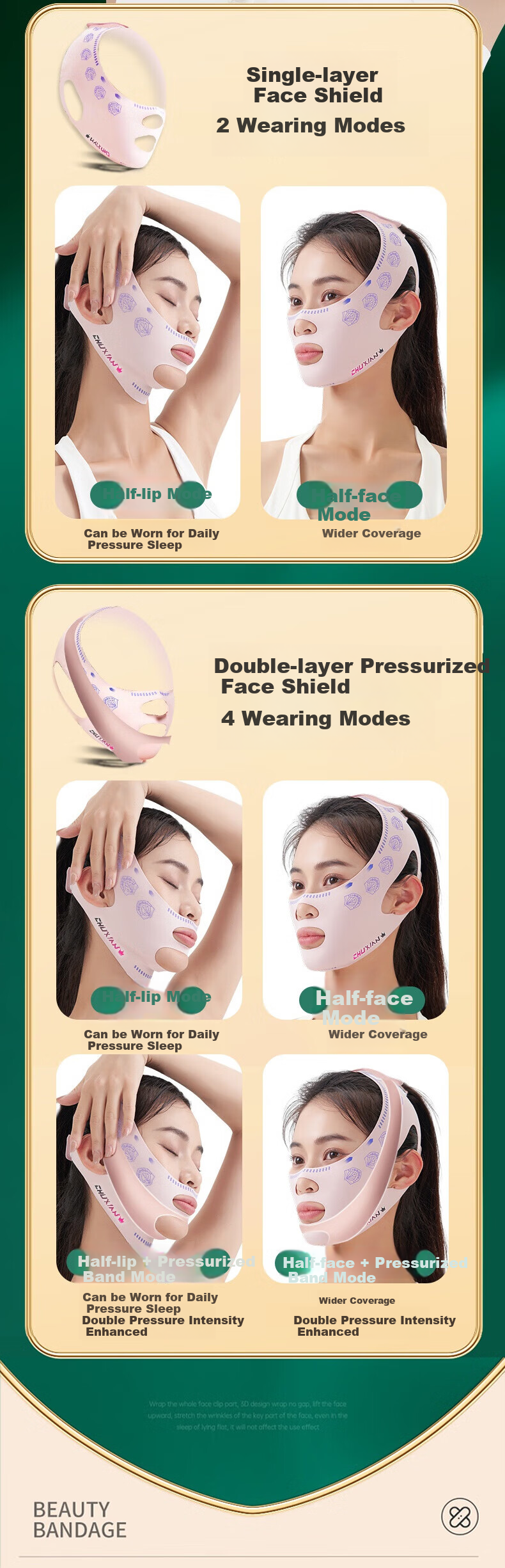 Chuxian Face Mask Lifting and Firming Magic Sculpting Headgear Double Chin Nasolabial Fold Facial Bandage Sleep Face Sculpting V-Line Mask 15