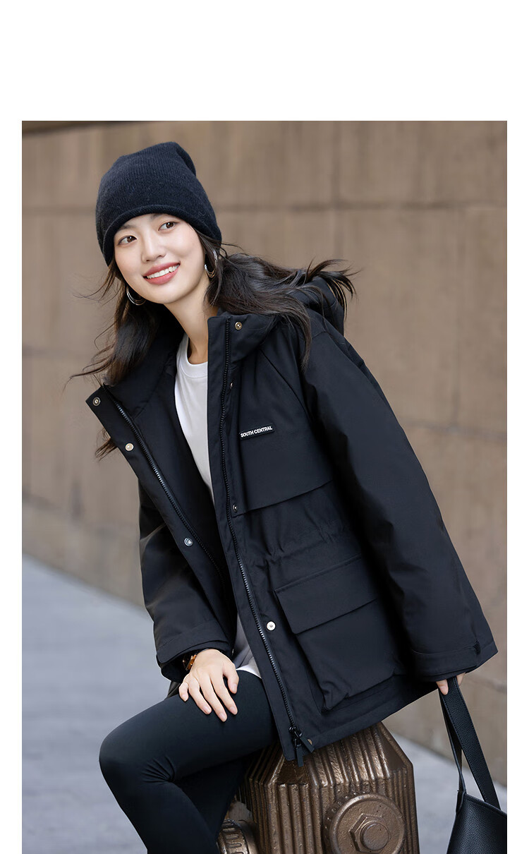 Demana [Three-proof Black Technology] Winter Warm 90% Goose Down Nordic Jacquard Cotton Hooded Velcro Women's Down Jacket 3