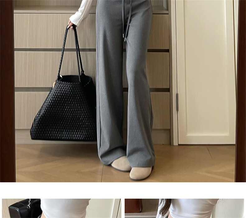 Langsha Women's Draped Wide-Leg Pants 2026 Spring New High-Waist Casual Loose Sports Slim Straight Sweatpants 4