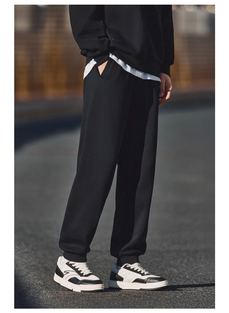 ANTA Men's Fleece-Lined Sports Sweatpants Winter New Knitted Jogger Casual Pants 1