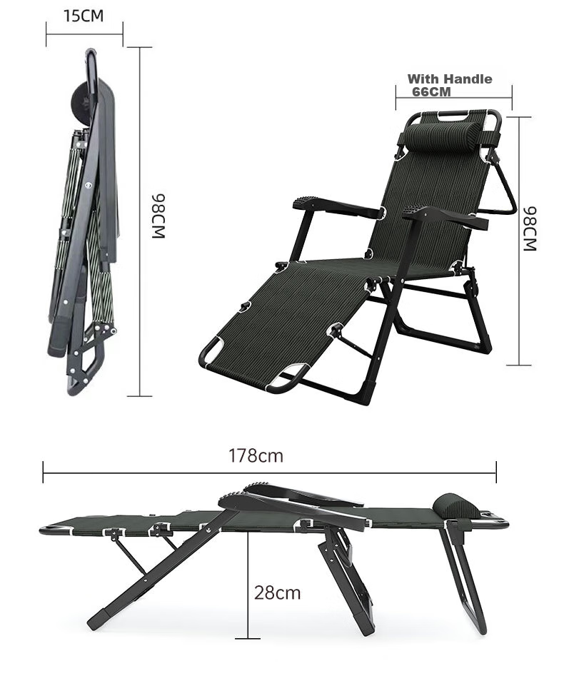 DSRAWMYT Folding Bed Recliner Office Nap Rest Bed Care Military Cot with Breathable Cotton Pad Dual-Use Chair Single Bed 9