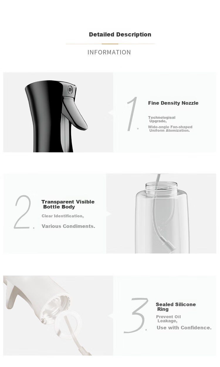 Double Gun Oil Dispenser Spray and Pour Two-in-One Atomizing Edible Oil Glass Bottle Kitchen Household Oil Drip-Free 10