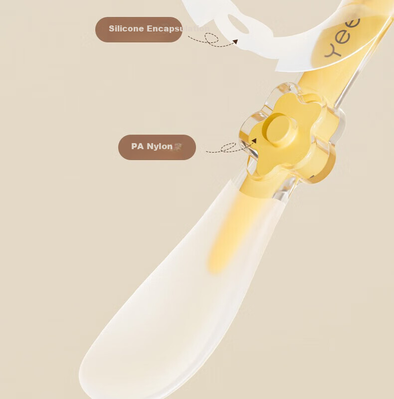 YEEHOO Silicone Spoon for Baby Food, Infant Feeding Spoon, Newborn Water Feeding Silicone Soft Spoon, Tableware for Milk And Rice Powder - Maple Yellow 12