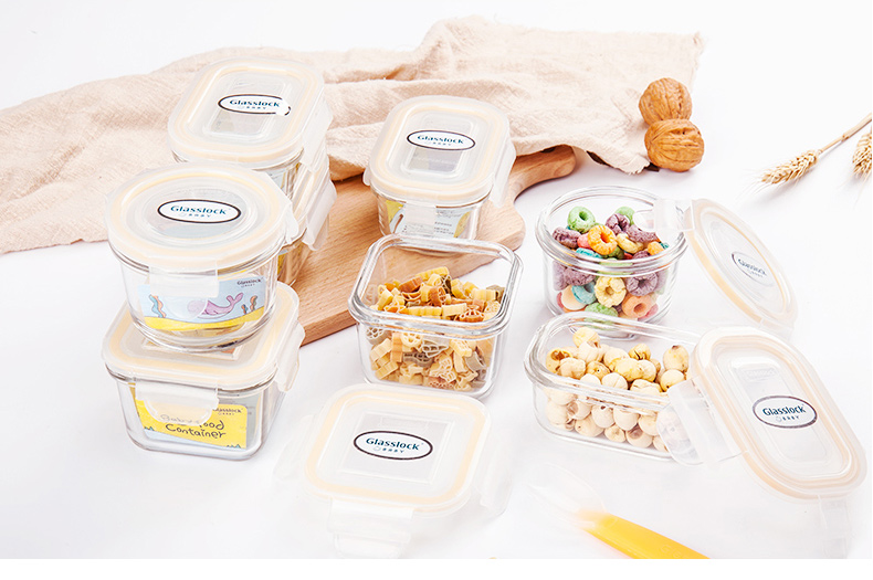 GLASSLOCK Imported Baby Food Storage Containers, Sealed Fresh-Keeping Divided Boxes, Freezing Storage Microwave-Safe Baby Food Bowls, 210ml*3 11