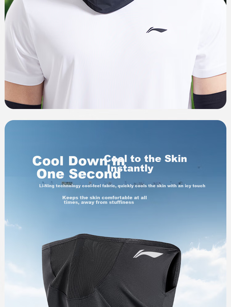 Li-Ning Sun Protection Face Mask for Men And Women, UV-Resistant Ear-Hook Cycling Summer Ice Silk Neck Gaiter Headband Windproof Dustproof 5