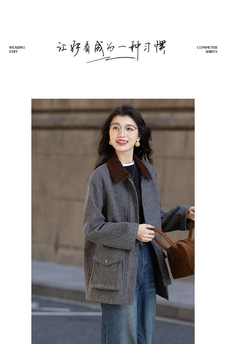 Demana Barn Style Winter Vintage Shearling Corduroy Lapel Drawstring Metal Snap Work Jacket 1