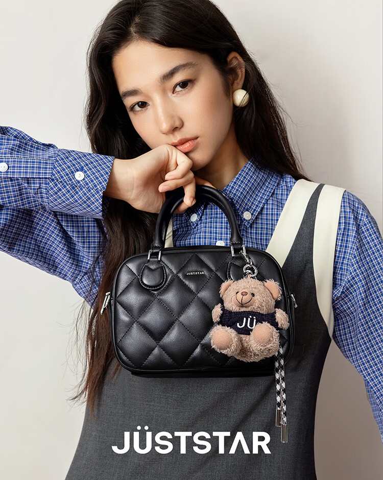 JUST STAR Celebrity-Style Bowling Bag, Women's Handbag, 2026 New Luxury Shoulder Crossbody Boston Tote Bag, Birthday Gift 1