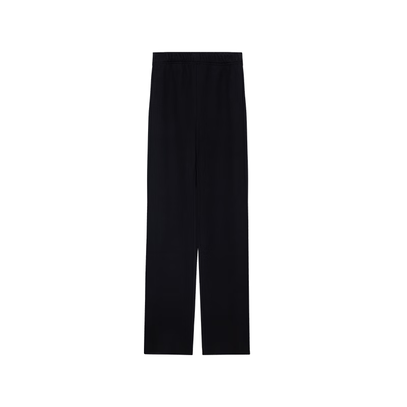 LOUISYAO Women's Winter Simple Solid Color High-Waist Fleece-Lined Thickened Straight-Leg Casual Pants Black 1 M