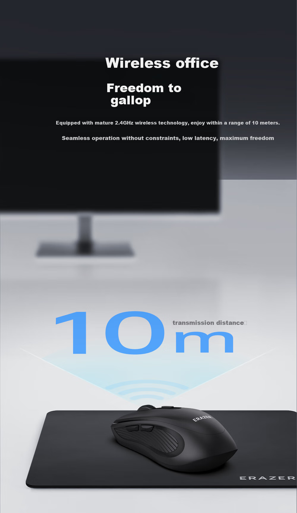 Lenovo Invests in Brand Yinengzhe Wireless Mouse for Home And Office Use, Compatible with Desktop/Xiaomi/Rescue Laptop, Plug-And Wireless Mouse, Sea Salt White N300 3