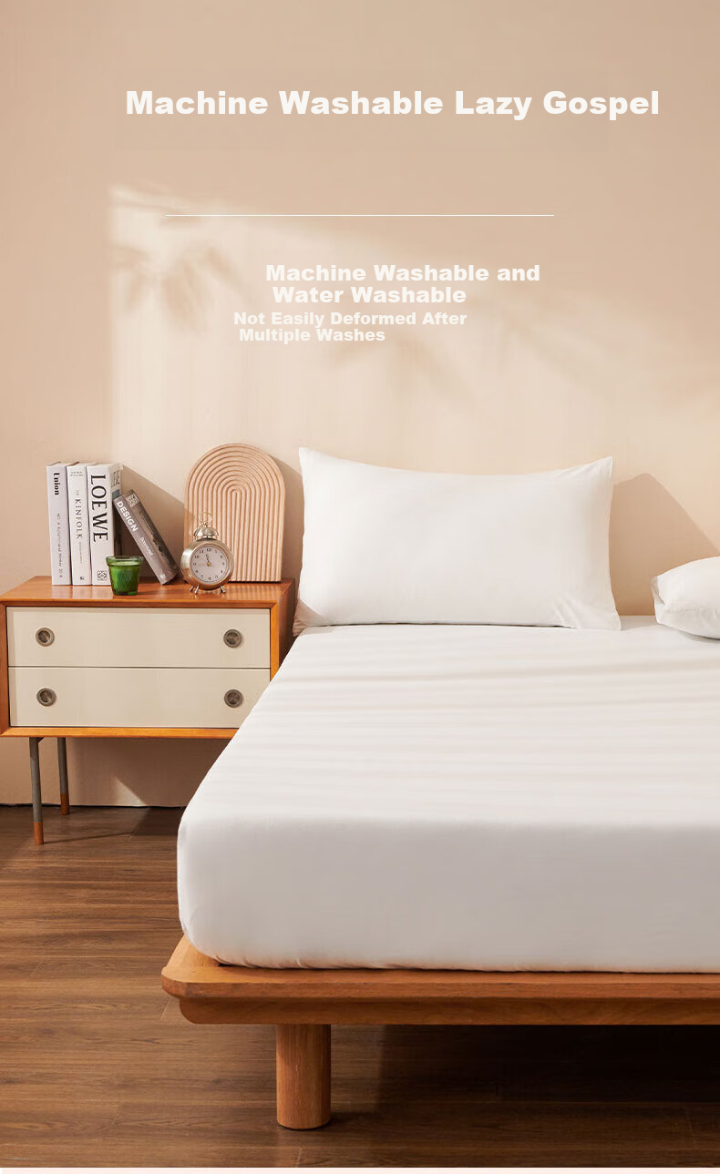 HLA A-Class 7A Antibacterial Cotton Quilted Mattress Protector Single Thickened Bed Cover Set White Three-Piece 180*200cm 4
