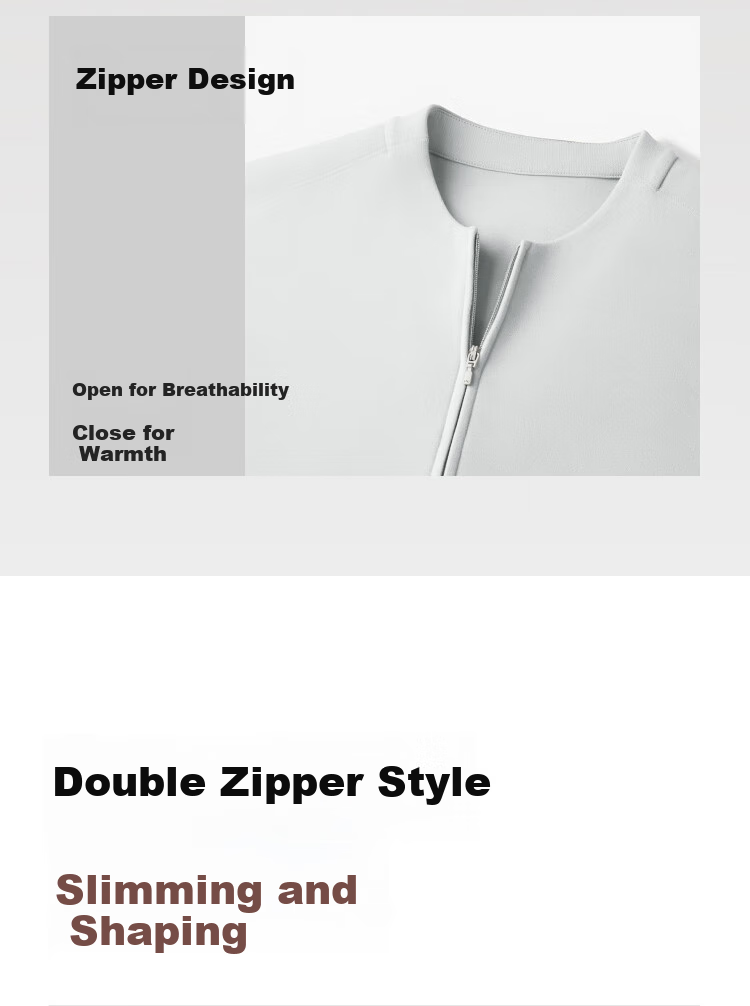 Beneunder Fleece Double Zipper Top for Women, Slim Fit, Elastic Long Sleeve, Skin-Friendly Inner Layer Base Shirt PM007 13
