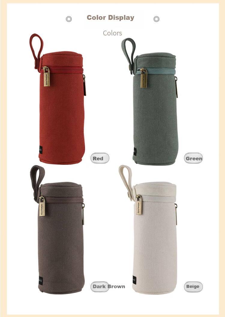KOKUYO One-Meter New Pure Cylinder Pencil Case, Large Capacity Stationery Storage Box, Double-Sided Opening Zipper, Beige, 1 Piece WSG-PCS262NLY, Student-Friendly, Aesthetically Pleasing 4