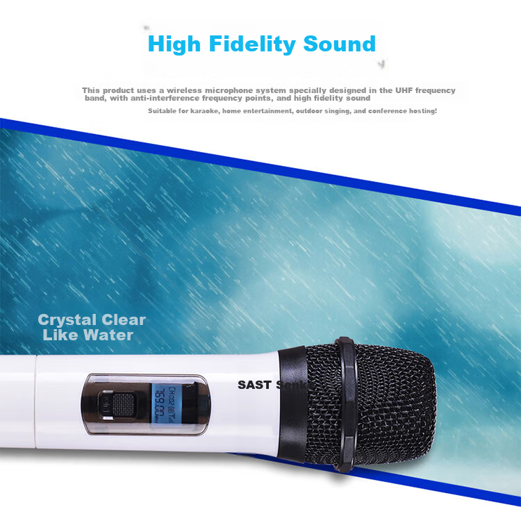SAST OK-40 Wireless Microphone System, Dual Wireless Microphones, Home KTV Sound System for Singing, Meetings, Speeches, Stage Performance, Karaoke, OK Dual Handheld Microphones, Black 4