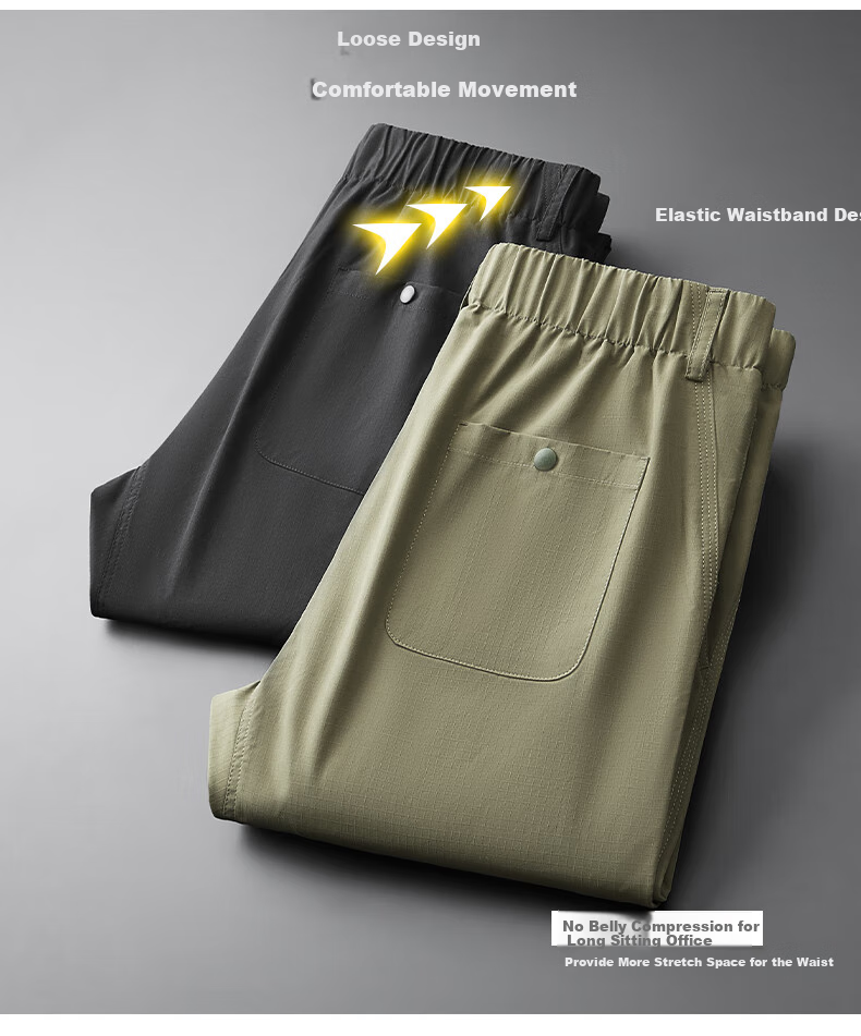 Ayoupang Summer Large Size Elastic Waist Dress Pants, Loose Elastic Business Thin Casual Trousers, Plus Size Cargo Long Pants 4